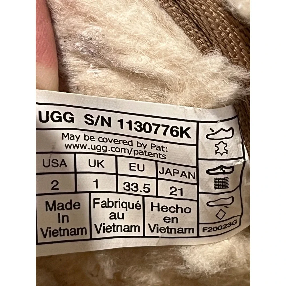 UGG Neumel Platform Chestnut Suede Shearling Boots Kids Size 2 light‎ stn good